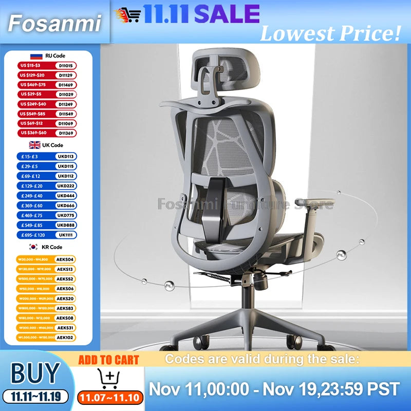 Atmungsaktiver Mesh-Computer-Bürostuhl mit Armlehne und Lordosenstütze, verstellbarer ergonomischer Schreibtischstuhl, Heim-Gaming-Kopfstützenstuhl