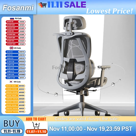 Atmungsaktiver Mesh-Computer-Bürostuhl mit Armlehne und Lordosenstütze, verstellbarer ergonomischer Schreibtischstuhl, Heim-Gaming-Kopfstützenstuhl