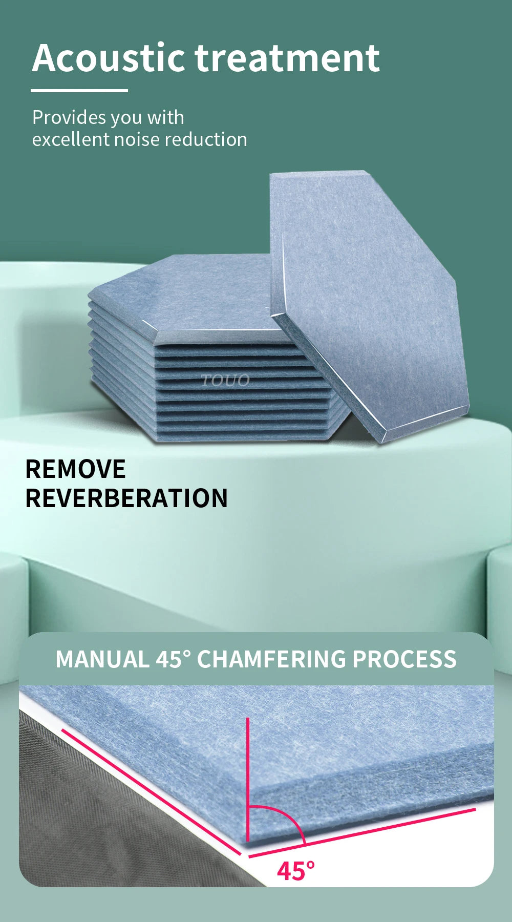 TOUO Acoustic Panels 6-18pc Noise Treatment Insulation Soundproofing Home Studio High Density Soundproof Wall Decor Bedroom