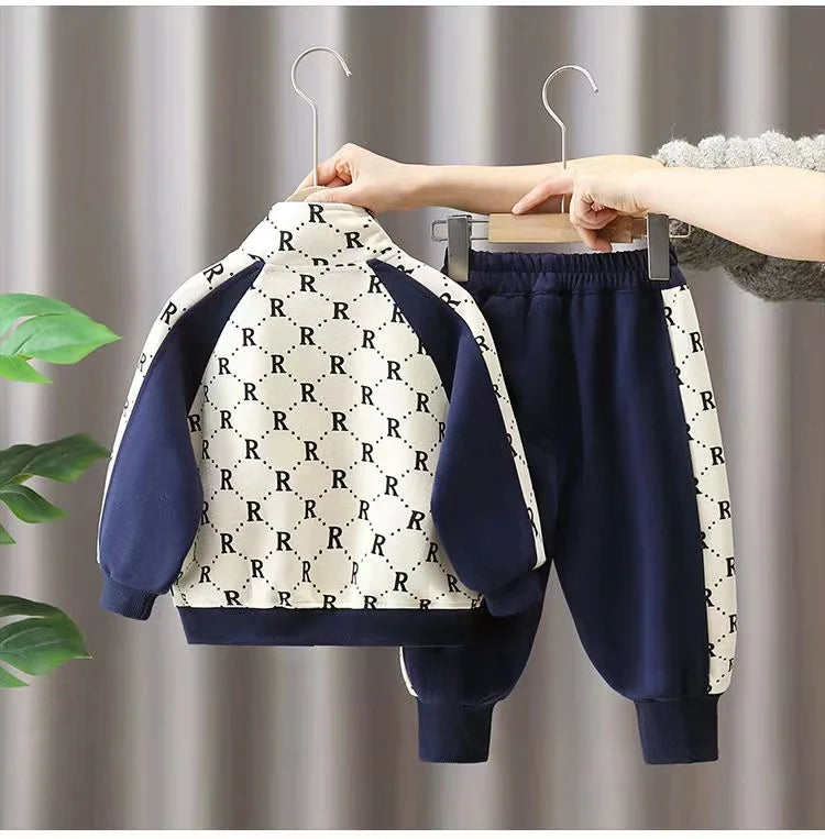 2-10Years Baby Boys Clothing Sets Spring Autumn Cotton Fashion Children Patchwork Jacket + Pants 2pcs Suit Kids Tracksuit.