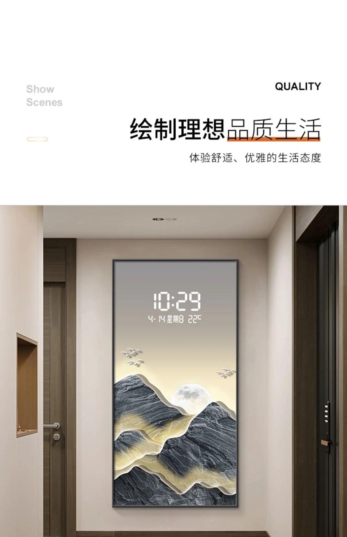 Wohnkultur LED Lichter Digital Display Wanduhr Wohnzimmer Wand Dekoration Hängen Malerei Digitale Elektronische Uhr