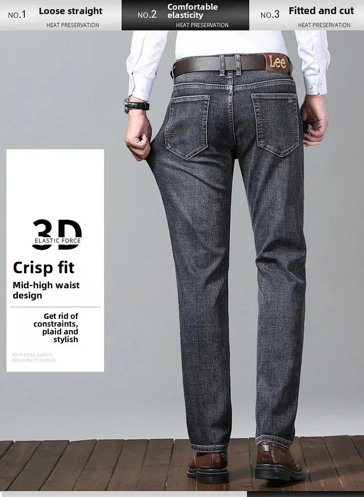 Lee Dex Jeans Herren Herbst/Winter Dicke, gerade Beine, lockere Passform, lässige Business-Hose, schlankmachend, glättet Ihre Silhouette-Hose.