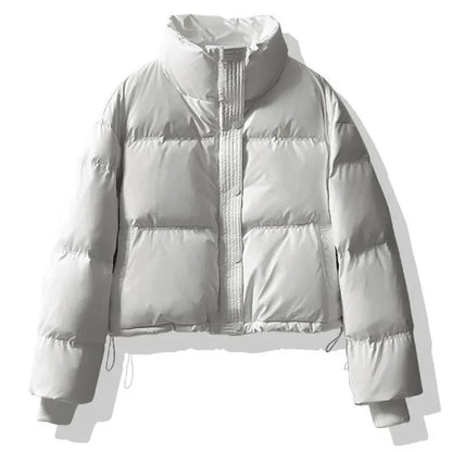 Winter Warme Dicke Parkas Frauen Neue Mode Lose Ernte Jacke Weibliche Schwarz Baumwolle Gepolsterte PU Leder Elegante Zipper Mantel Y2K Tops