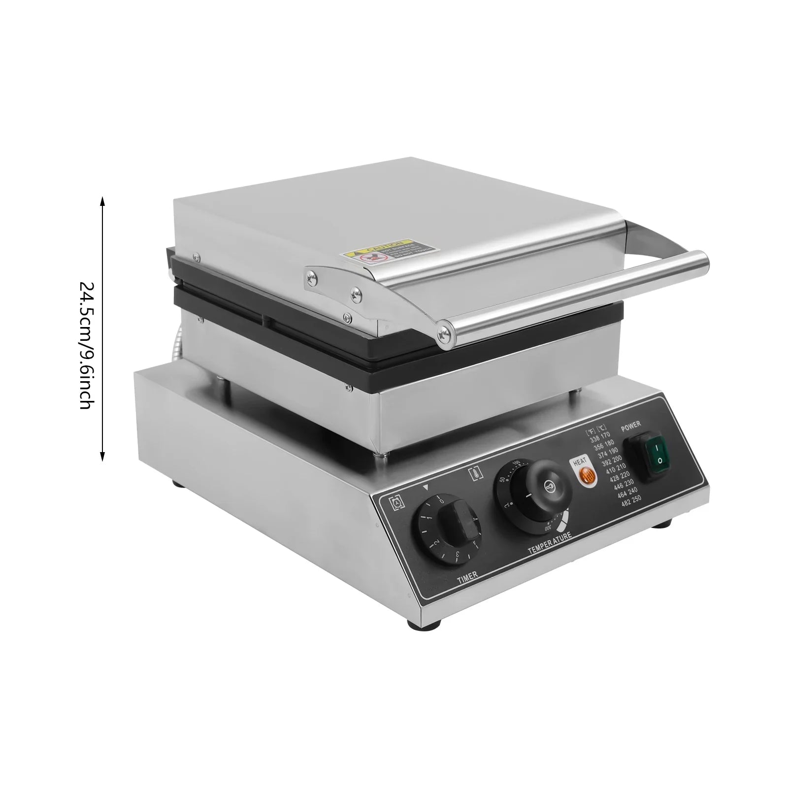 2000 W Commercial Waffle Maker Waffle Machine with Timer, 4 Extra Thick Square, Temperature Adjustable, Non-Stick Coating.