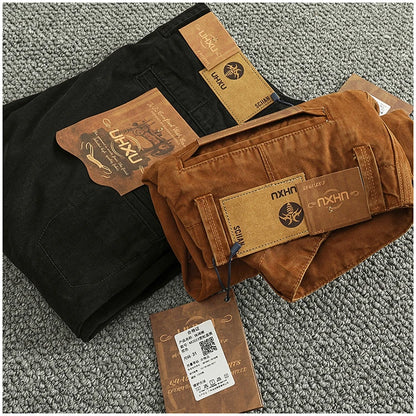 Spring And Autumn New American Retro 100% Cotton Multi-pocketed Washed Old Straight Casual Pants Loose Fashion Cargo Trousers.