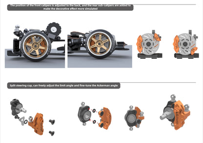 LSD Plaid RC Mini Car 1/24 RC Drift Mosquito Car  Frame KIT Lightweight Electric Remote Control Drift Model Toy Holiday Gift.