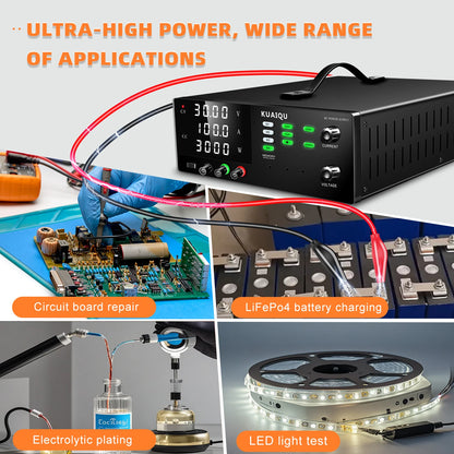 KUAIQU 3000W High Power Adjustable Bench Power Supply 1000V 300V 200V 100A 60A 30A Lab Power Supply OCP Alarm OVP Output Switch.