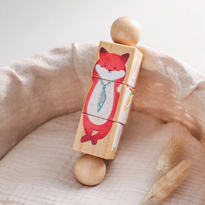 Baby Wooden Rotating Jigsaw Puzzle Hand bell Toy Baby Mobile Musical Rattle Toy Montessori Puzzle Game For Babies Newbaby Gift.