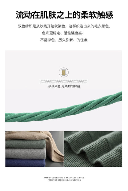 One-piece Hat with Pocket Men's Pullover 100% Cashmere Knitted Sweater Casual Comfortable Top Base Shirt Men's Clothing.