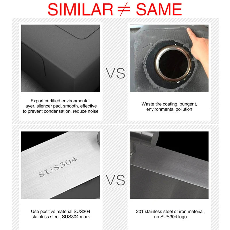 Large Size Single Kitchen Sink Handmade Brushed 304 Stainless Steel 3mm Thickness Single Bowl Bar Counter Kitchen Kinks