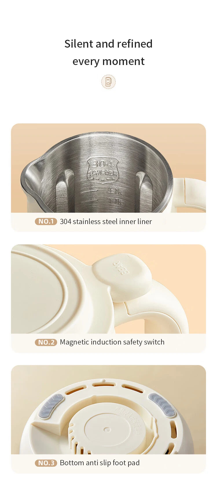 Bear 600ml Soy Milk Machine Maker Soybean Blenders For Kitchen Juicer Food Processors Nut Vegan Low Noise 220V Wall Breaking.