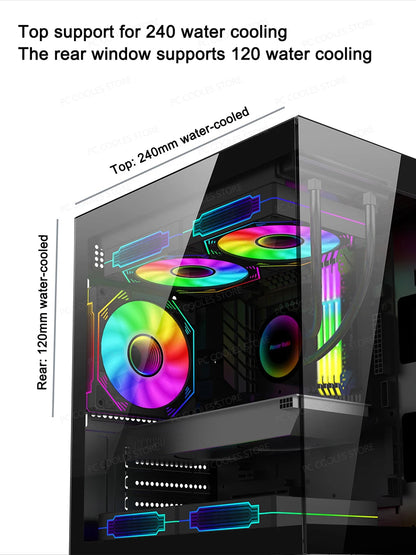Power Train Illusionary Realm Computer Case M-ATX/ITX Seaview Room Side Transparent Desktop Chassis Support 240 Water Cooler.