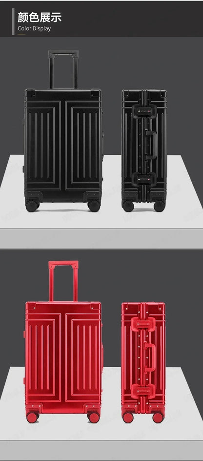 Trolley Box Rollgepäck Silber Koffer mit hoher Kapazität Koffer aus Aluminium-Magnesium-Legierung Universalrad