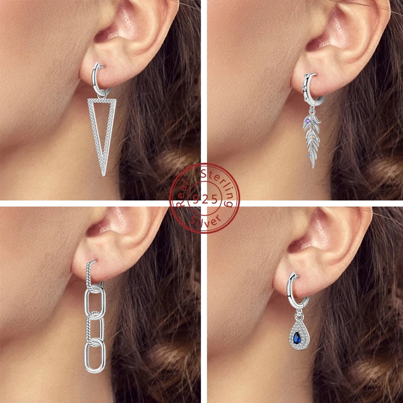 2025 New 925 Sterling Silver Hoop Earrings Flowers Zircon Drop Earrings Stud For Woman Fine Birthday Wedding Party Jewelry Gifts.
