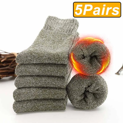 5 Pairs Winter Warm Men’s Socks thick Male Women Socks Super Thicker Solid Socks Winter Socks Against Cold Snow Terry Socks