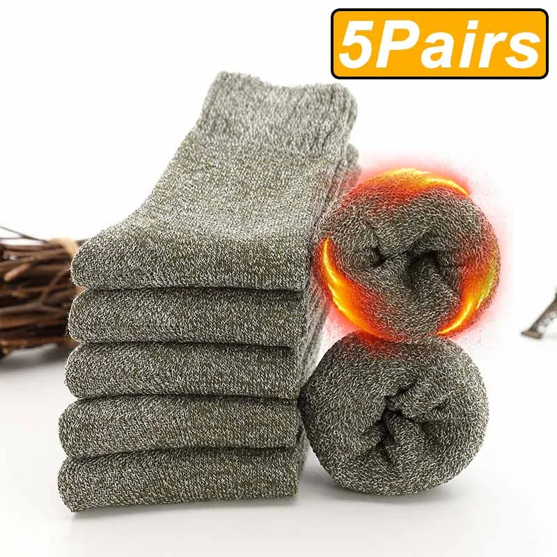5 Pairs Winter Warm Men’s Socks thick Male Women Socks Super Thicker Solid Socks Winter Socks Against Cold Snow Terry Socks