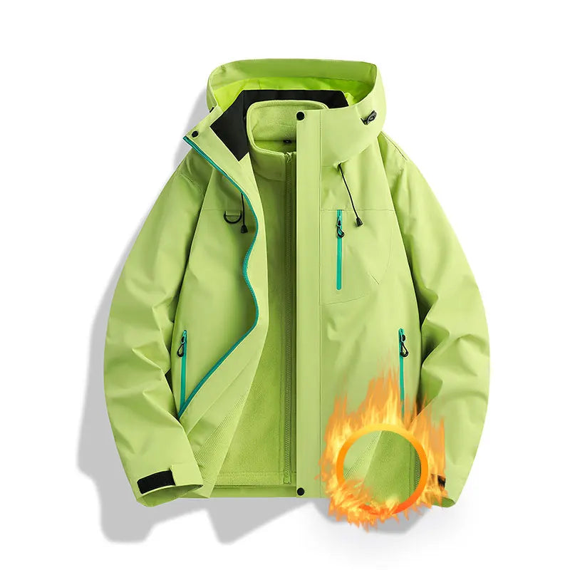 Winter Jacket Outdoor 3-in-1 Waterproof Sport Coat Running Unisex Hooded Hiking Jacket Warm Breathable Outdoor Couple Loose Coat