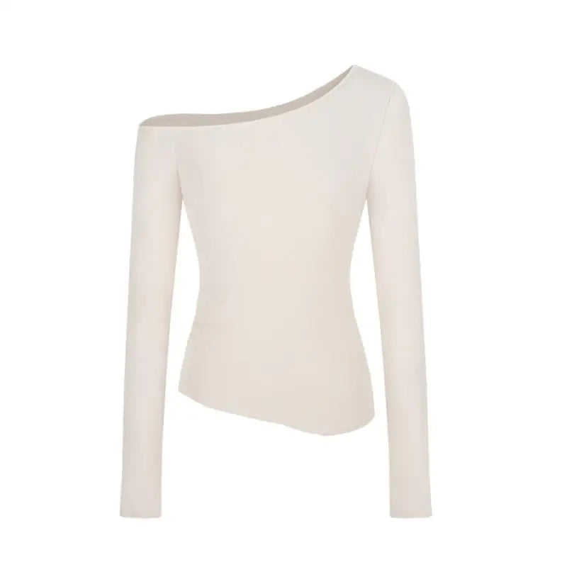 Vintage Solid Off Shoulder T Shirt Women Autumn Sexy Slash Neck tshirts Cotton Long Sleeve Chic Irregula Streetwear Slim Top Y2k