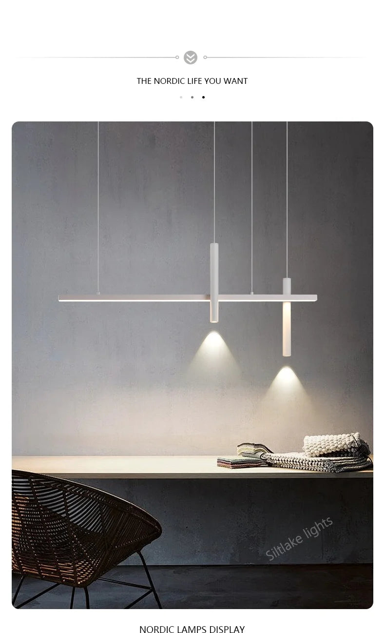 Neue Restaurant Kronleuchter moderne einfache Esszimmer Tisch Bar Lichter lange Streifen Scheinwerfer kreative Designer Pendelleuchten.