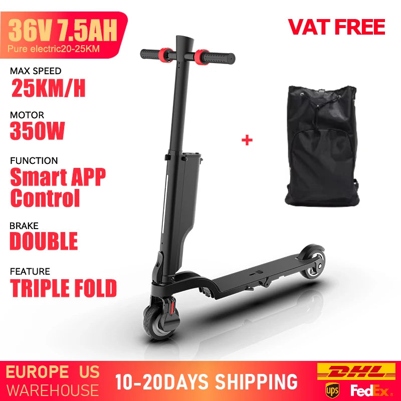HUANCI X6 electric scooter 36V 7.5A Foldable E-Scooter 350W escooter 25km range e scooter kick scooter electric for adults kids.