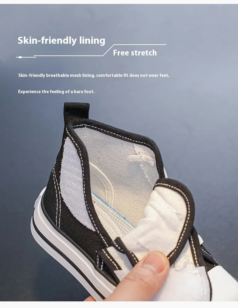 Spring and Autumn New Children's Canvas Shoes Boys High-Top White Shoes Girls Casual Shoes Parent-Child Shoes Board Shoes.