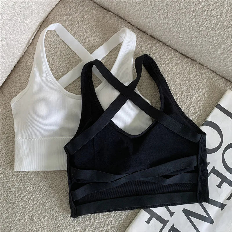 1pcs Sport Fitness Yoga Bra Sexy Women Vest Back Cross Strap Tank Tops Female Push Up Running Bra Lady Breathable Soft Underwear.