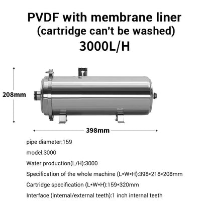 DIVEDEER Water Purifier Filtration Purification Soften Ultration Water Filter 0.01um SUS304 Whole House Water Purifier PVDF.
