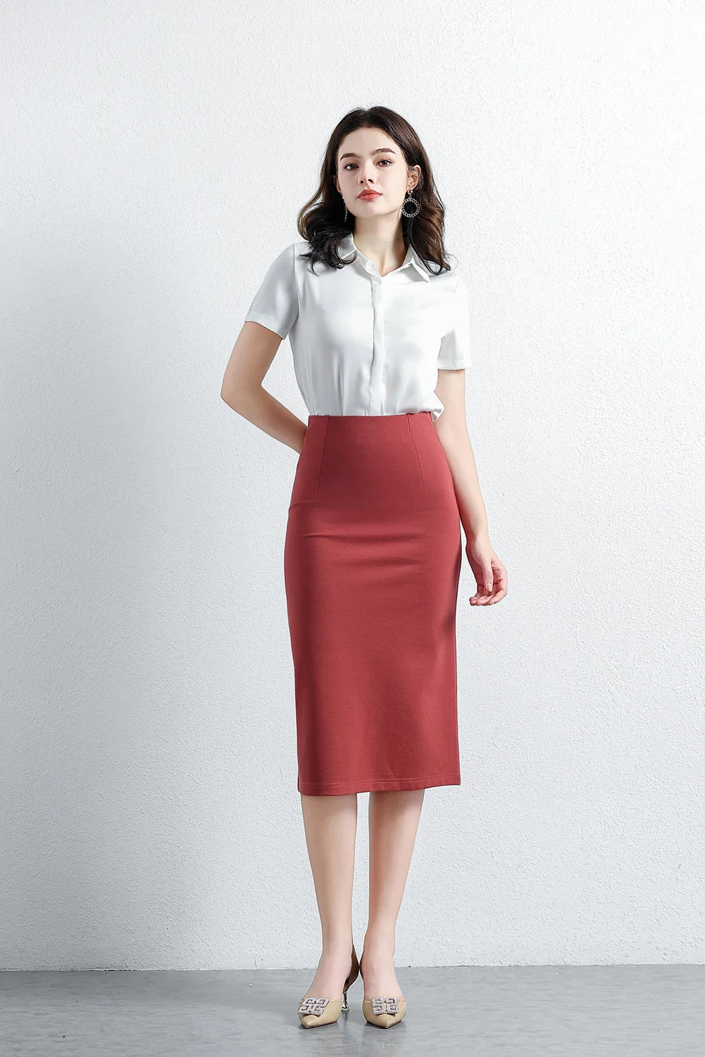 Women's Professional High Waist Long Pencil Skirt, Slim Fit Black Hip-hugging Skirt for Office Commute