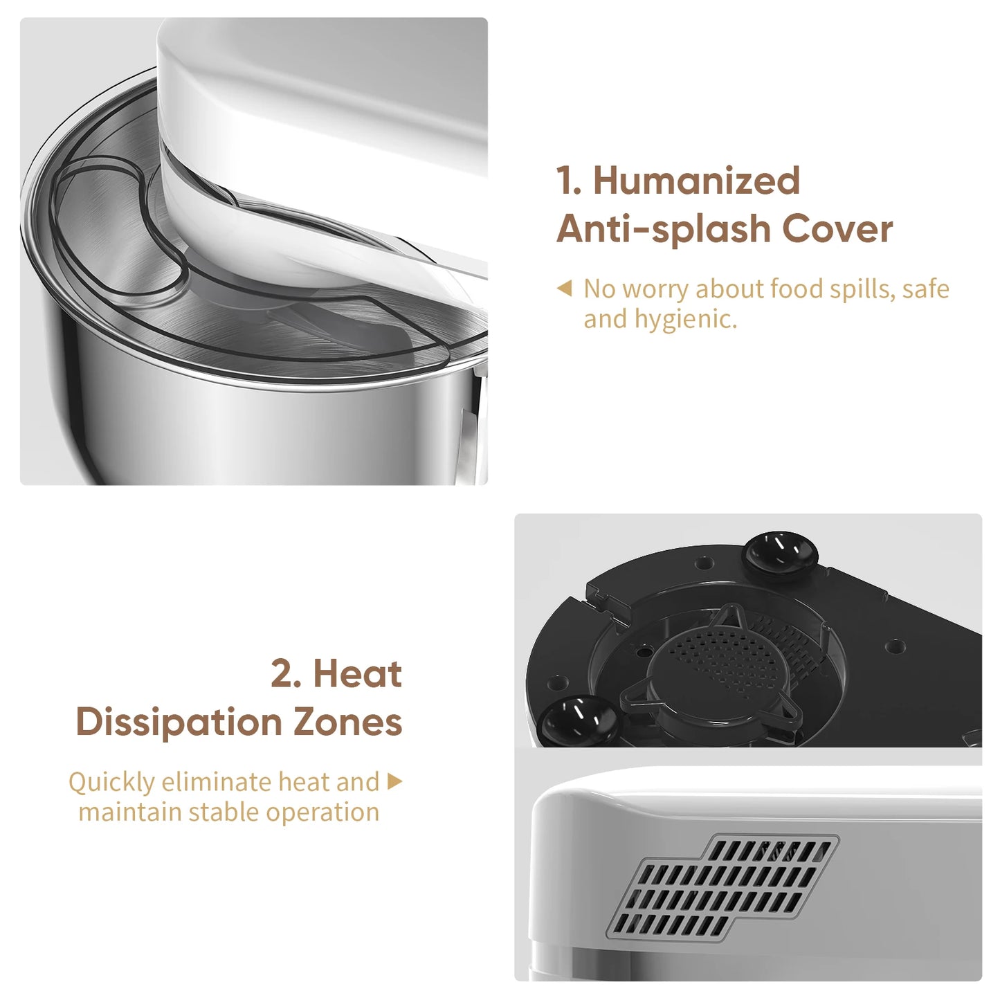 BioloMix Kitchen Food Stand Mixer, 1200W 11-Speeds DC Motor, Digital OLED Screen, Electric Food Mixer with Dough Hook, Whisk.