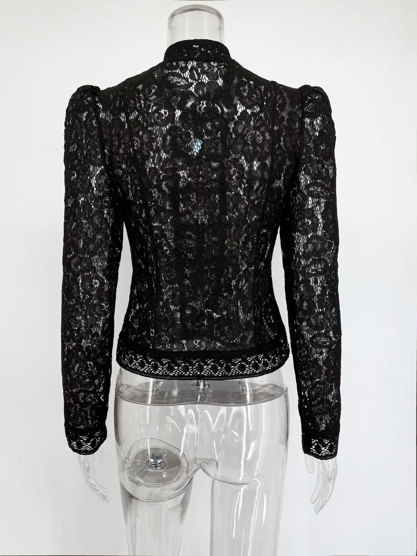 Tuularose Luxury Lace Blouse Fashion Lace Print Single Breasted Slim Shirt Vintage Elegant Party Looks Summer Women Blouse Tops.