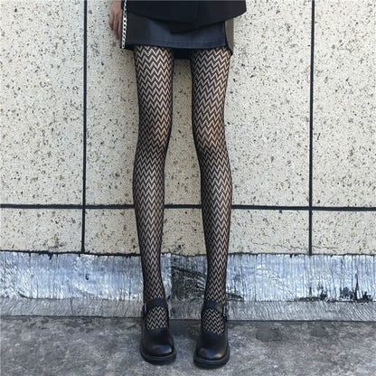 Woman Girls Fashion Gothic Fishnet Stockings Snake Skull Stripeds Socks Mesh Tights Panties Lolita Plus Size Pantyhose Leggings