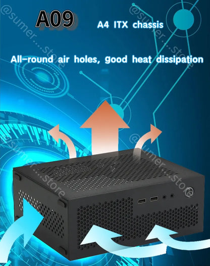 A09 3.8L ITX Chassis A4 HTPC Portable Computer PC Support PCIe 2.5' SSD Drive Mini IPC Flex PSU Case.