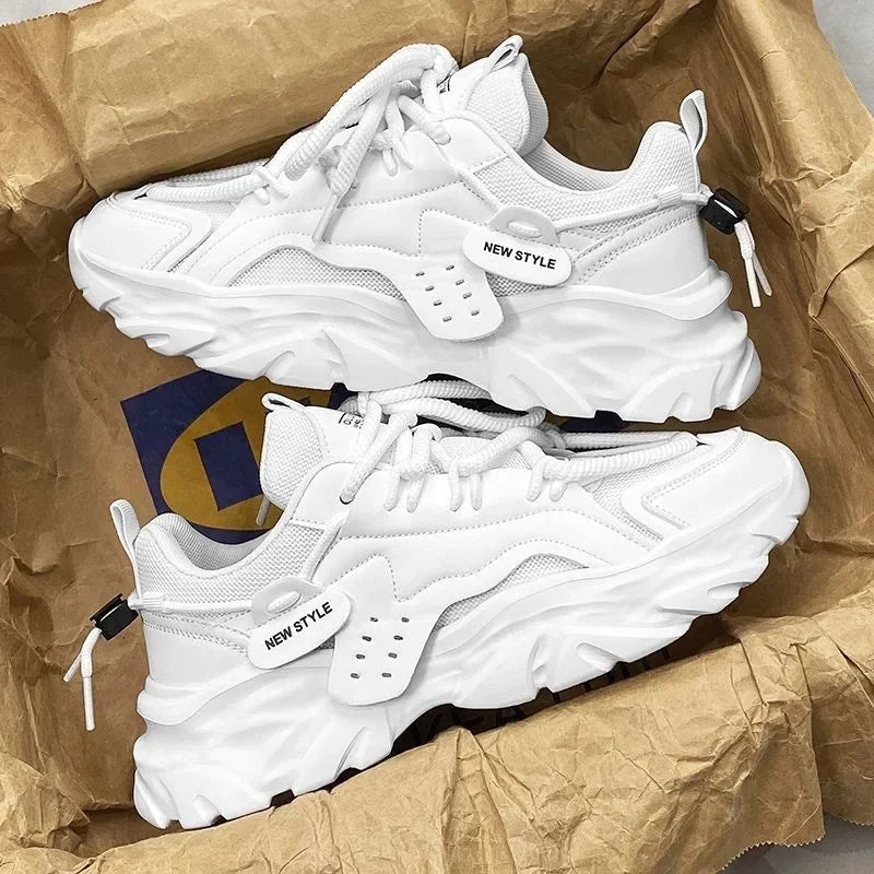 Men Sneakers Mesh Men Shoes PU Leather Platform Casual Sneakers Increased Vulcanized Shoes Light Running Shoes Tenis Masculino.