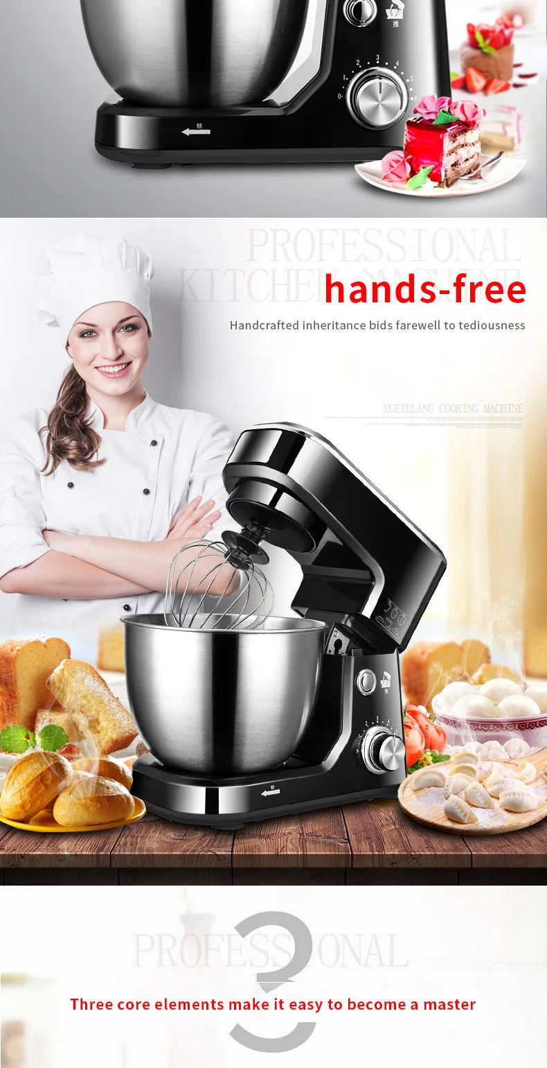 DIVEDEER 5L Multifunctional Chef Machine Household Automatic Dough Kneader Flour Mixer Blender Egg Whisker EU Compatible.
