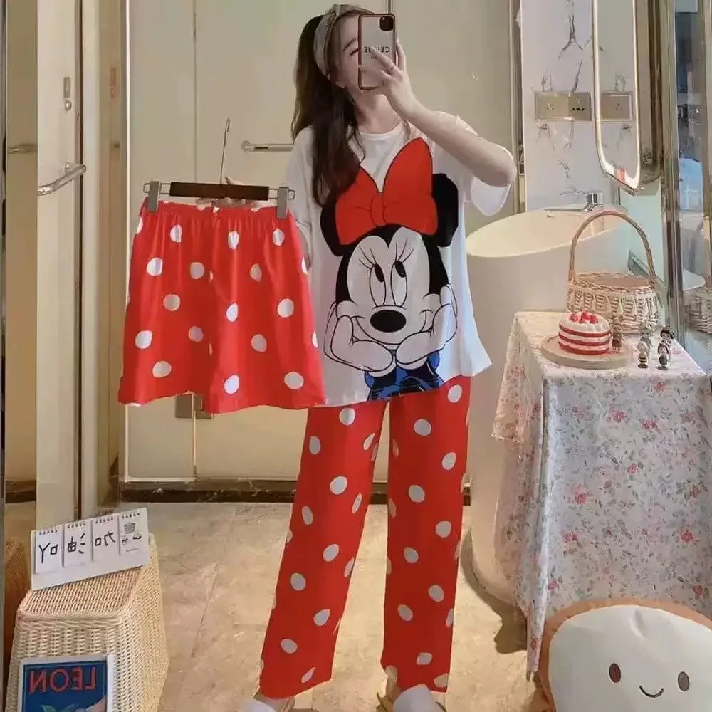 3 Teile/satz Damen Pyjamas Freizeit Sommer Homewear Set süße Pyjamas Minnie Cartoon Pyjama.