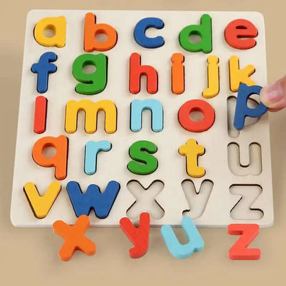 Montessori Toys Letter Numbers Wooden Puzzle Sorting Math Bricks Preschool Early Learning Educational Toys for Children.