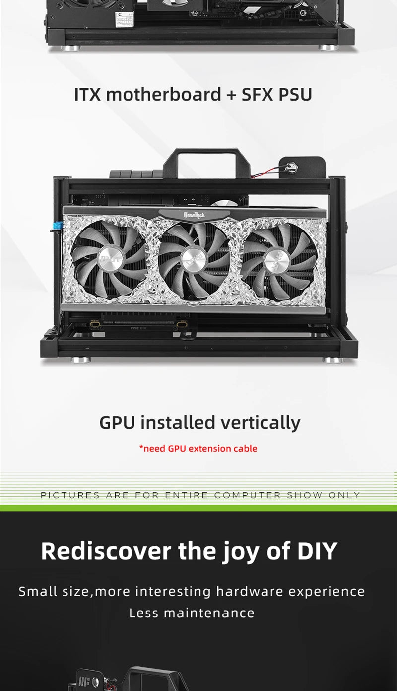 METALFISH Aluminum ITX A4 Open Frame MINI Case Support MINI-ITX Mainboard GPU Vertically 240Liquid Cooler Gamer DIY Cabinet.