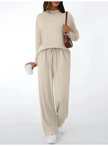 Autumn Winter Sweatshirt 2 Piece Set Women 2025 Casual Sport Long Sleeve Loose Tops And Wide Leg Pants Sets Suits Outfit.