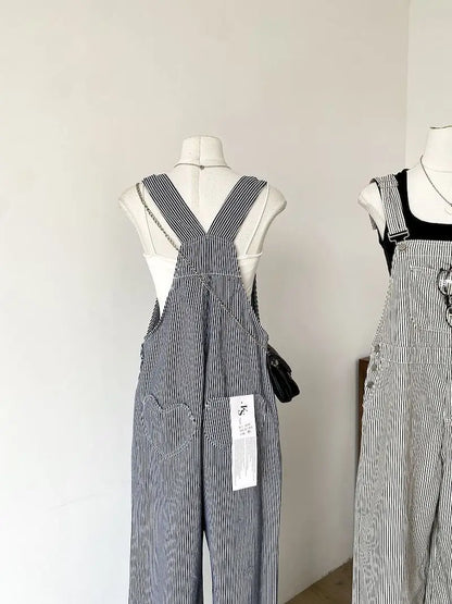 Jumpsuits Loose Casual Straight Pants American Style Jeans Vintage Artistic Rompers One Piece Outfits Autumn Women Clothing.