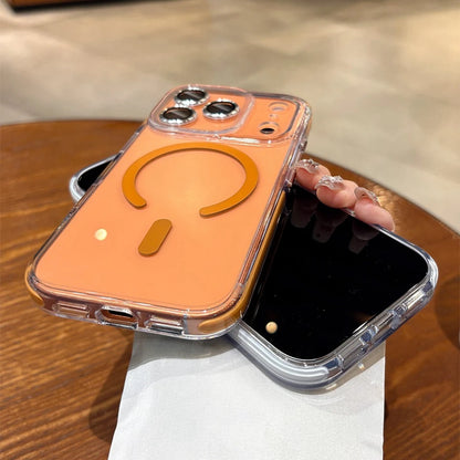 Glass Camera Protector Case for iPhone 17 13 14 15 16 Pro Max 16 Plus Magsafe Case Anti-knock Shockproof Clear 17Air 17Pro Cover.