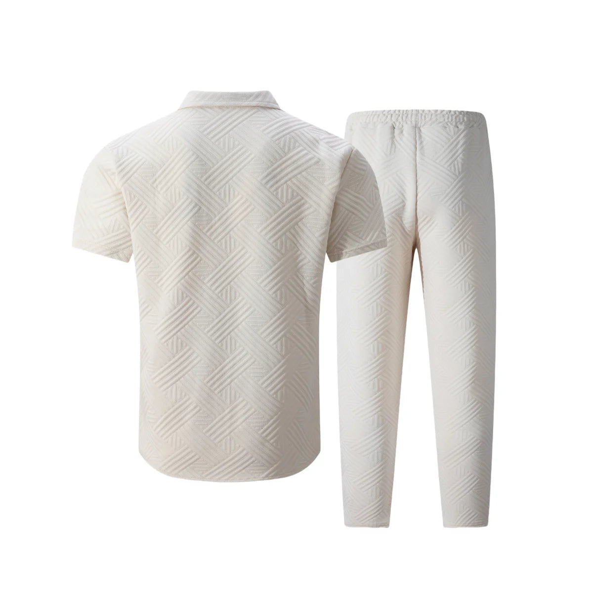 A fashionable and trendy two-piece short-sleeved shirtwithlong pants is perfect for men's daily casual wear in spring and autumn.