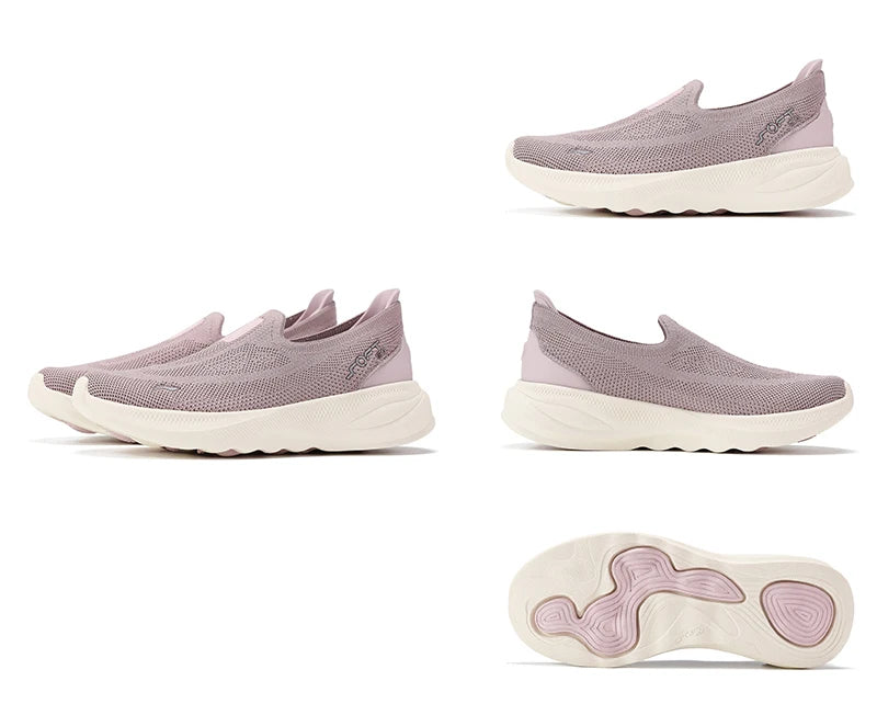 Li-Ning Women SOFT GO 2 KNIT Slip-on Casual Walking Shoes Breathable Cushion Flexible LiNing Comfortable Sports Sneakers AGLV018.