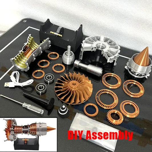 TR900 Aviation Turbofan Engine Model DIY Model Kit 27CM Electric Turbofan Engine Assembly Toy Kit.