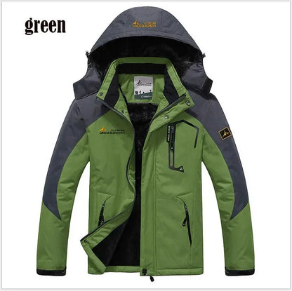 Winter Men's Parka Outdoor Lining Fleece-lined Thickened Windproof Warm Mountaineering Hooded Jacket Cold-resistant Ski Suit 6XL.