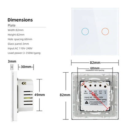 SRAN Smart Switch mit Wandsteckdose 16A EU, Tuya Smart Life Home Touch Sensor WiFi Lichtschalter Weiß.