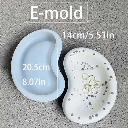 Large Cloud Tray Cement Mold Resin Butterfly Moon Pea Shaped Jewelry Display Tray Gypsum Concrete Mold for Terrazzo Creation.