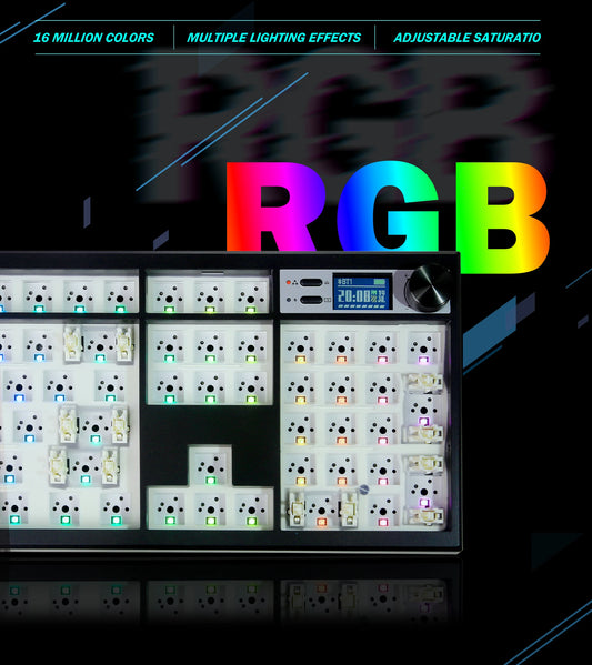 GMK104 Mechanical Keyboard Kit Three Mode Gaming Keyboard Hot Swap  Backlit Gasket Structure This VIA with display screen.