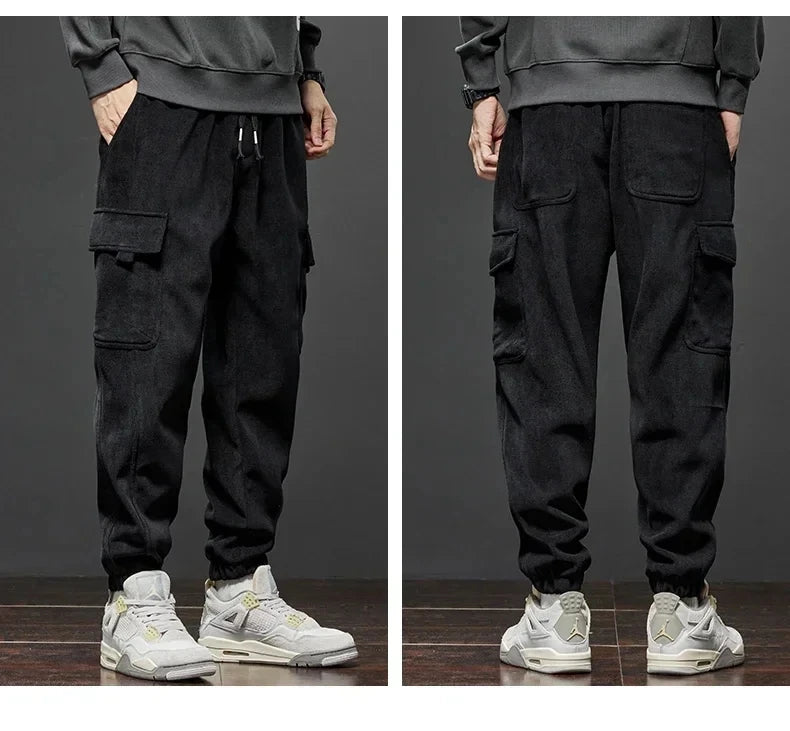 Spring Autumn New Style Elastic Waist Casual Pants for Men Stretch Straight Drawstring Harem Jogging Sports Long Pants Male.