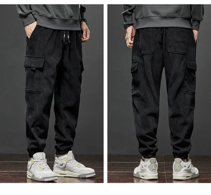Spring Autumn New Style Elastic Waist Casual Pants for Men Stretch Straight Drawstring Harem Jogging Sports Long Pants Male.