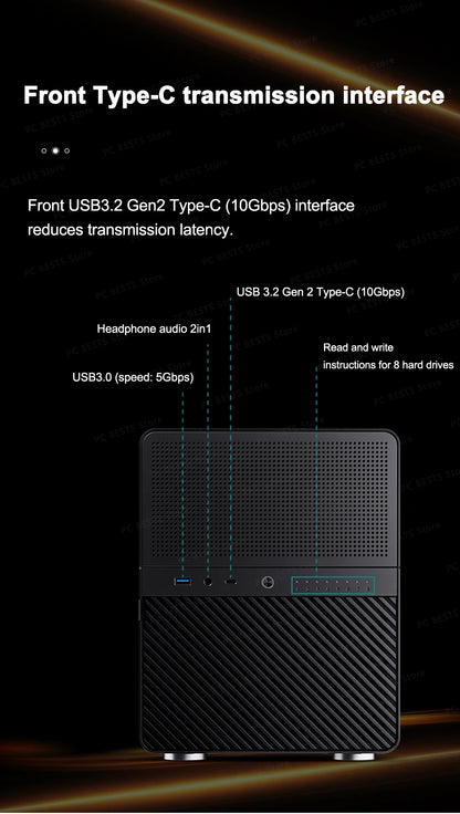 Jonsbo N3 NAS ITX Mini Case All-In-One Aluminum Office Desktop Chassis 8 Hard Disk Location Support 250mm Graphics Card PC Case.